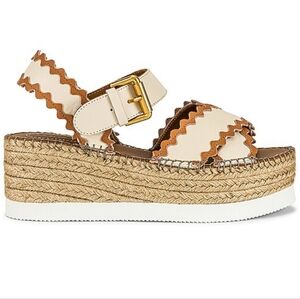 NWOT SEE BY CHLOÉ Glyn Leather Flatform Espadrille Sandals